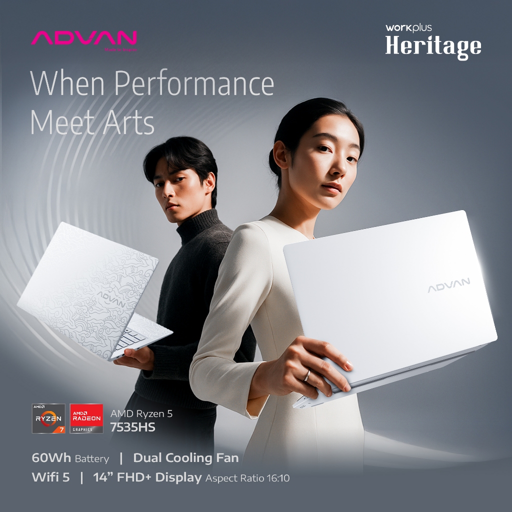 [EXCLUSIVE LAUNCH] ADVAN Laptop Workplus Heritage Ryzen 5 7535HS | 16GB/1TB | Desain Eksklusif Batik