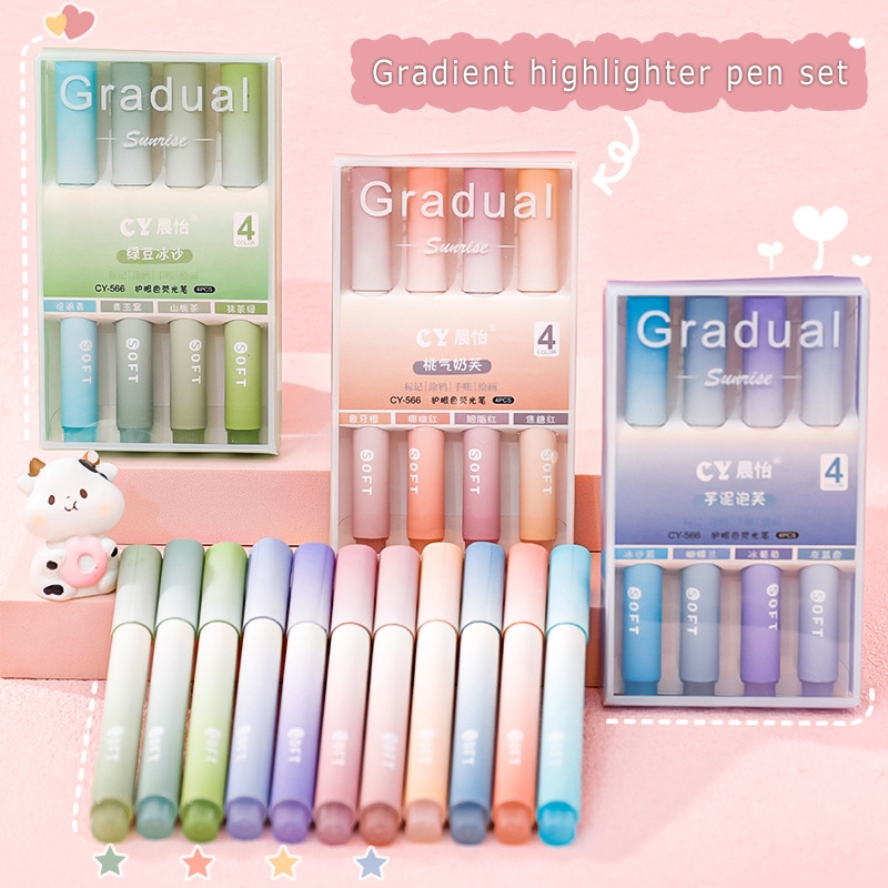 

Highlighter Pastel Penanda Teks 1 SET ISI 4 Alat Tulis Sekolah / Spidol Pen Marker Warna Gradasi Multifungsi