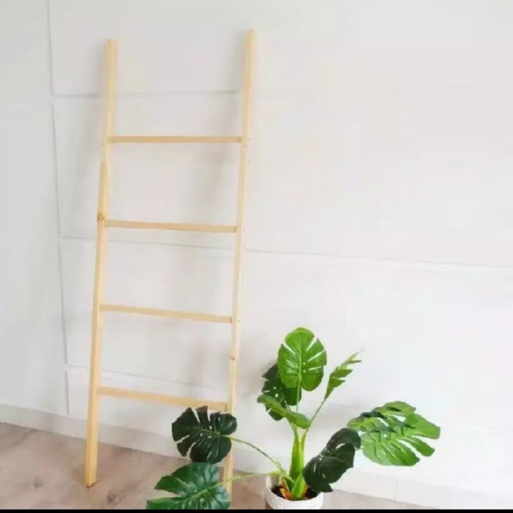 ladder hanger kayu rak gantungan sejadah mukena , rak gantung kayu minimalis multifungsi bisa bongka