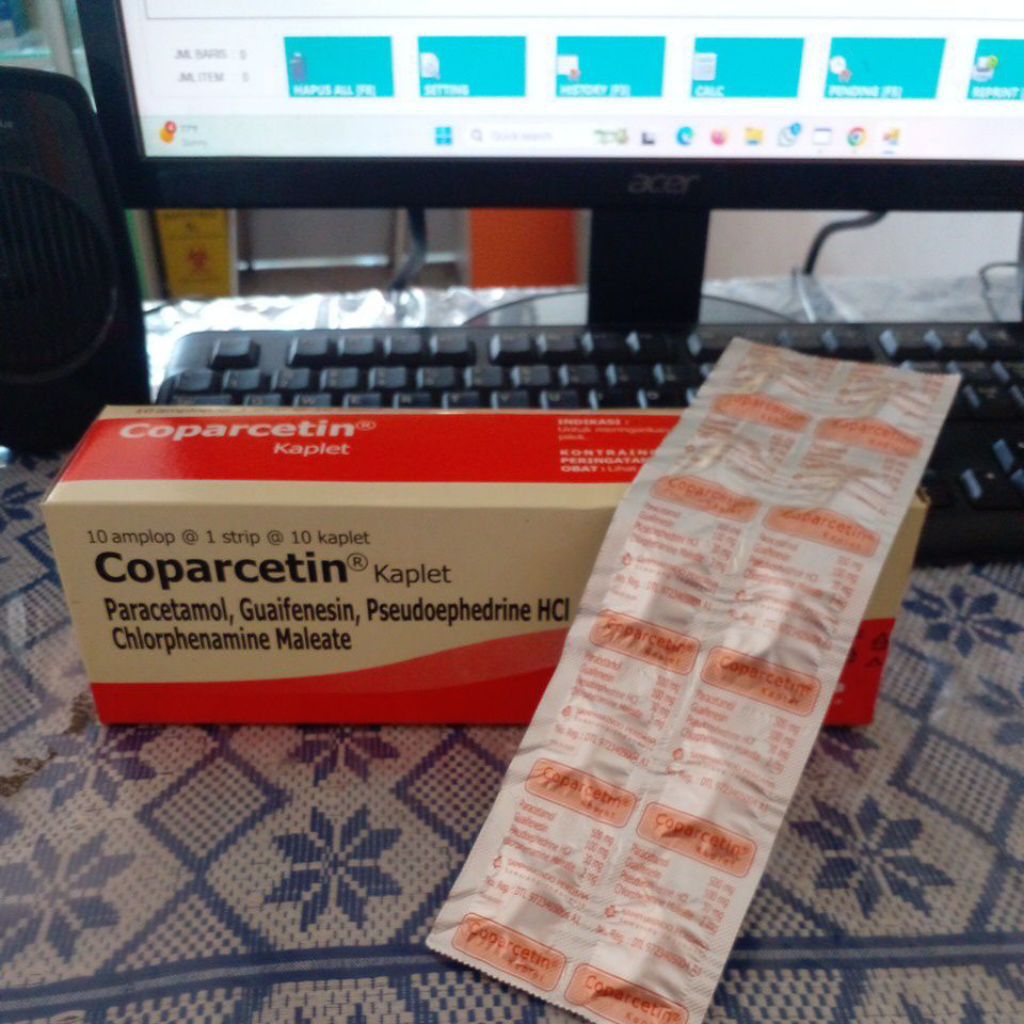 COPARCETIN KAPLET/Paracetamol,Guaifenesin,Pseudoephedrine Hcl, ctm/ Obat demam batuk berdahak dan pi