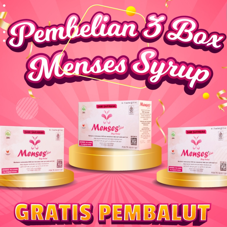 

PROMO SPESIAL – 3 Box Menses Syrup Untuk Meredakan Nyeri Haid + Free Pembalut