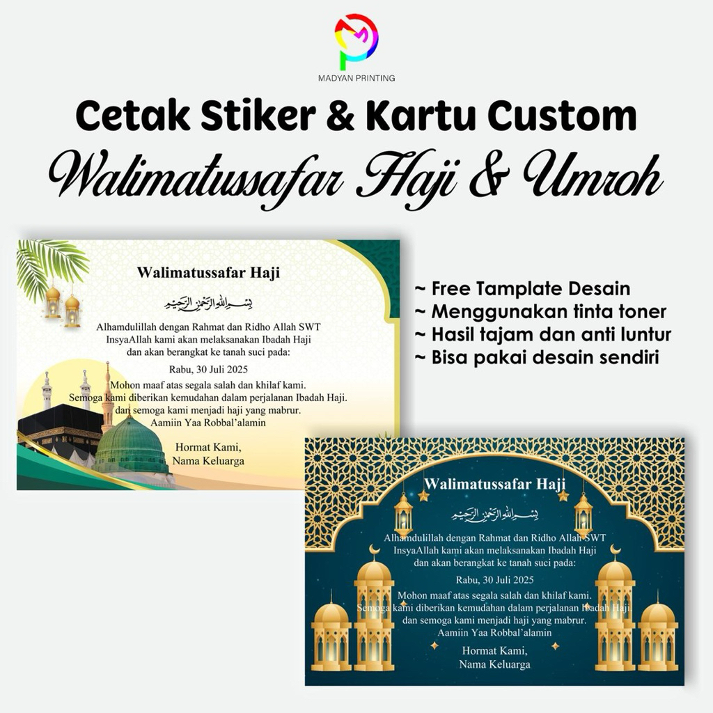 

Cetak Stiker & Kartu Haji dan Umroh Custom Free Template Desain