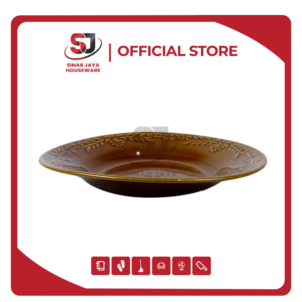 Piring Makan Keramik Honey 1 Lusin/Piring Coklat Tebal