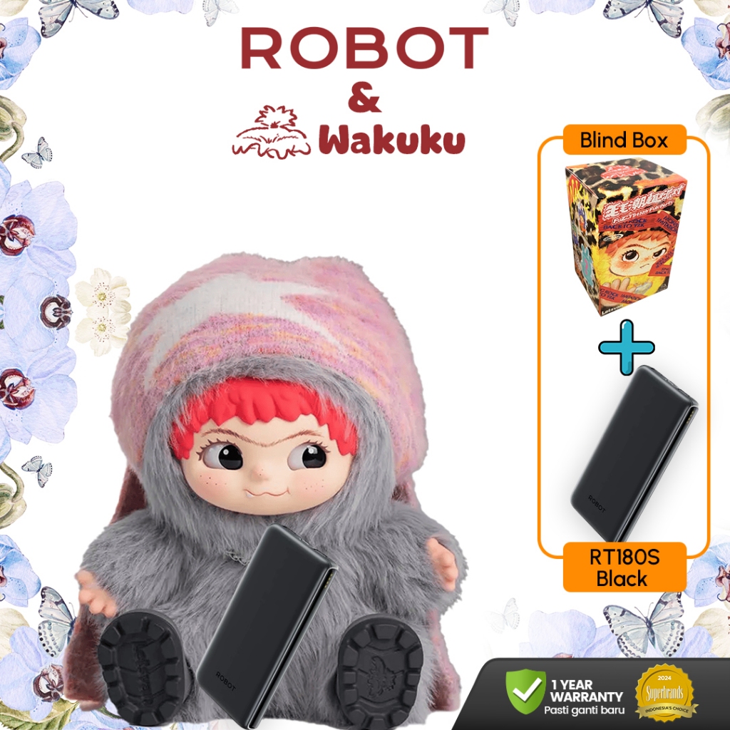 [ROBOT X WAKUKU] WAKUKU Fuzzy Trendy Fun Blind Box Keychain Bag Charm dan Power Bank ROBOT RT180S 10