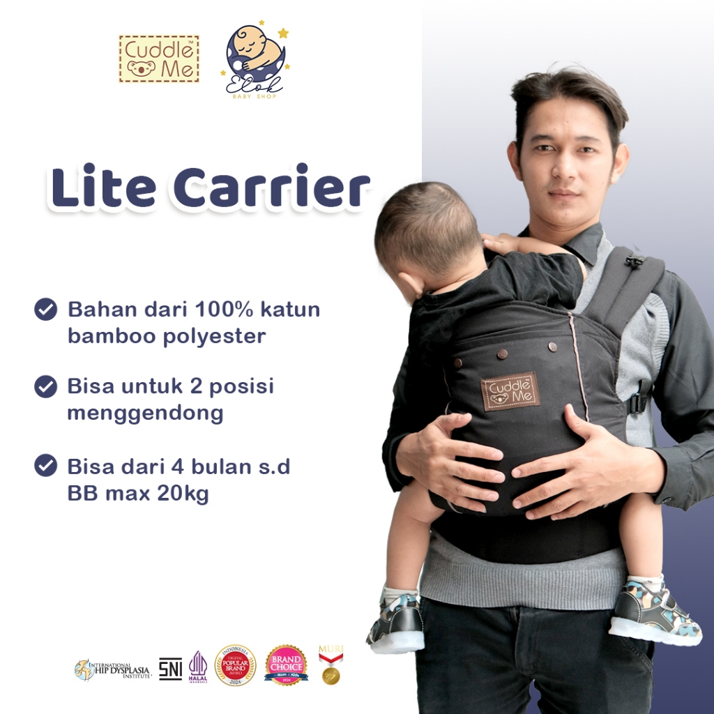 Gendongan Bayi Praktis CUDDLEME Lite Carrier - Gendongan Bayi 4 Bulan SSC M Shape Depan & Belakang