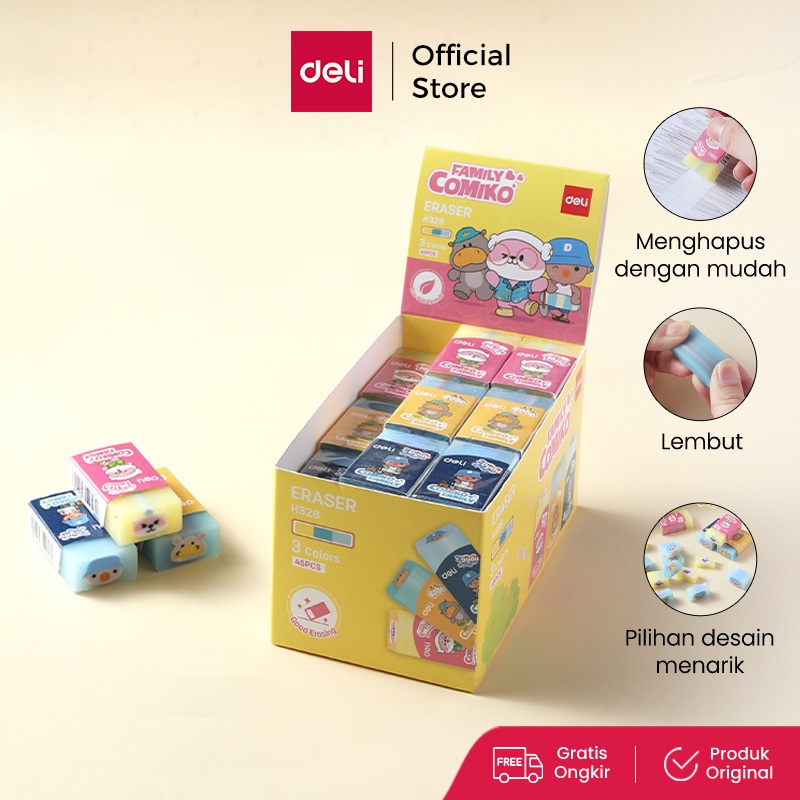 

Deli Eraser Penghapus Lucu Warna-warni Series Comiko Ukuran Kecil 1 pcs EH328