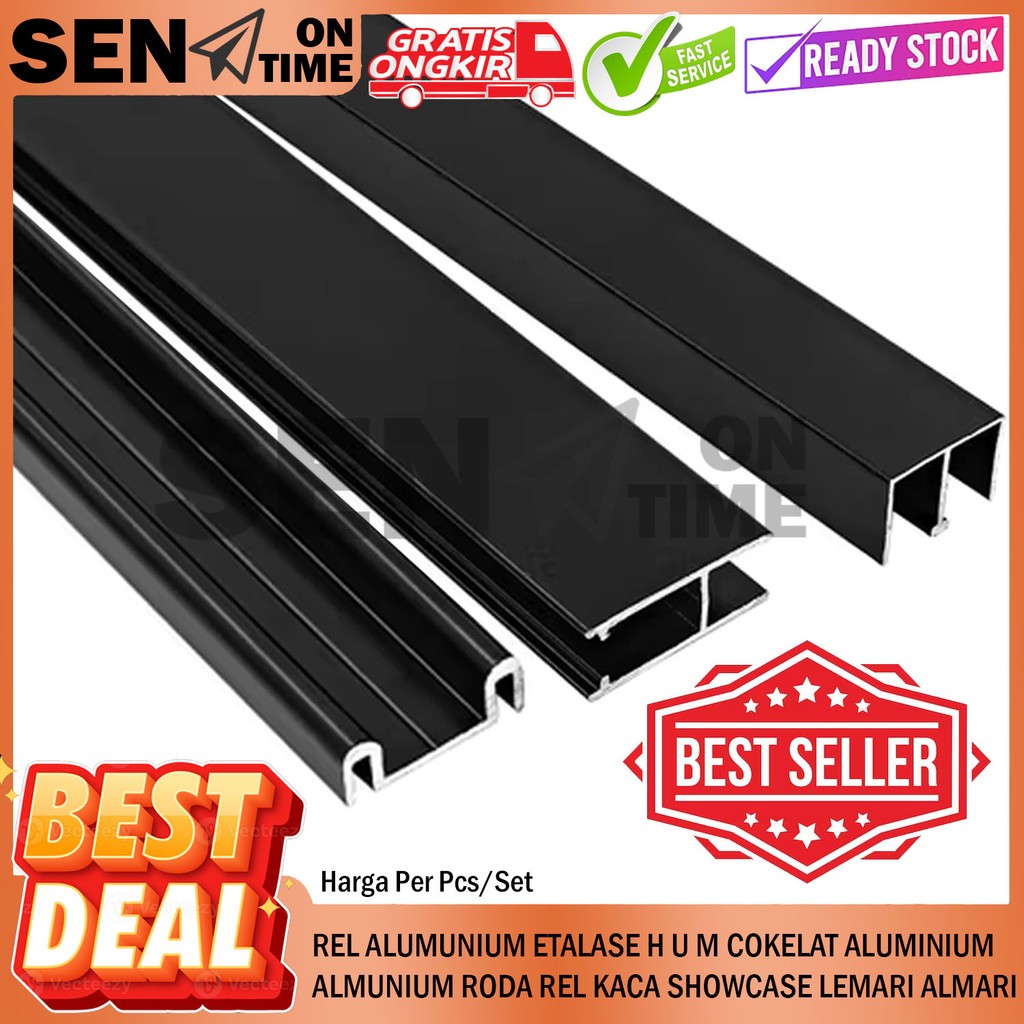 H U M Etalase Cokelat Rel Alumunium Etalase Coklat Aluminium  Kitchen Set Kolong Dapur Per Meter + R