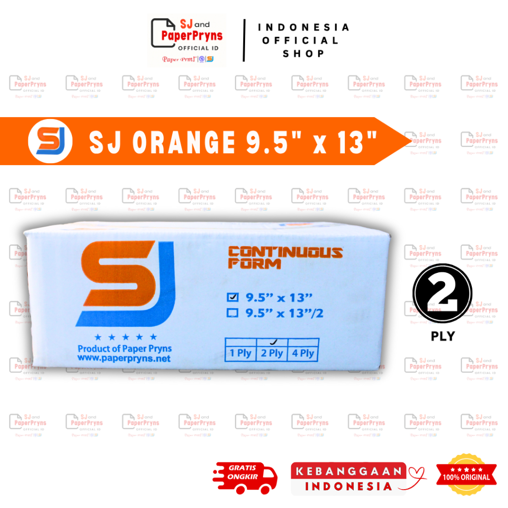 

SJ ORANGE Kertas Continuous Form 9,5" × 13" (2 PLY) NCR Sheets