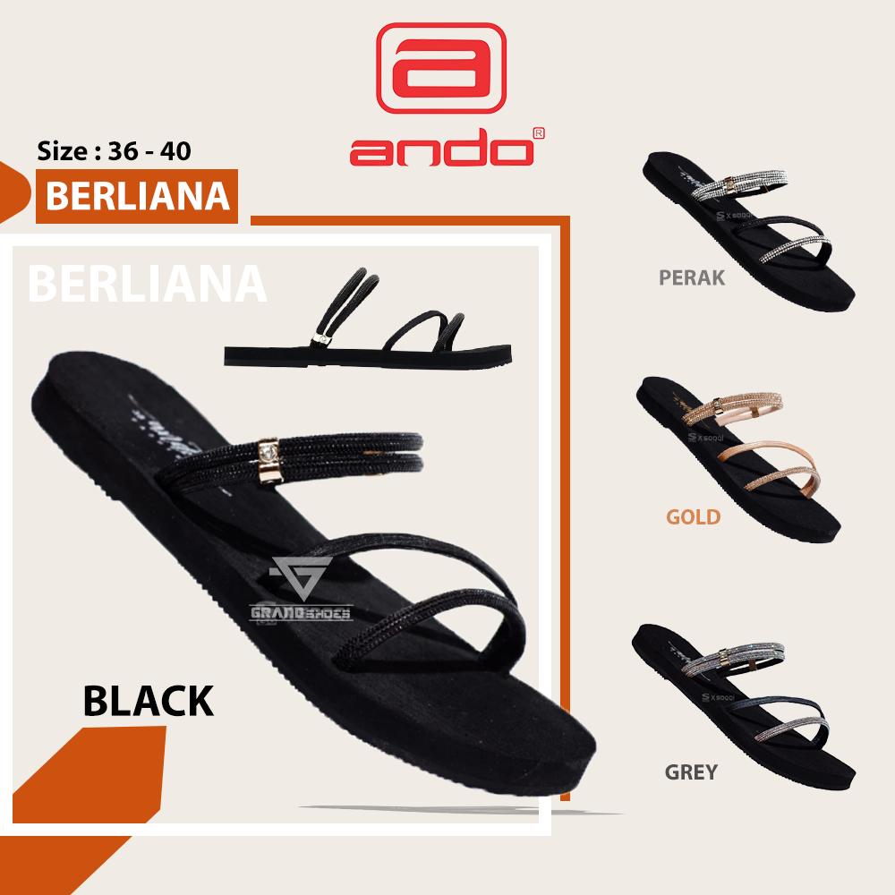 ANDO BERLIANA Sandal Flat Ringan Karet Tali 2 Model Wanita Perempuan Premium Original