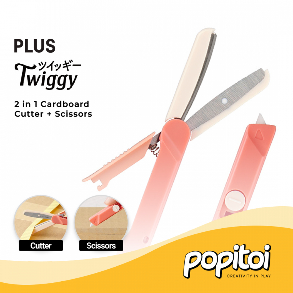 

PLUS SC-150P Twiggy Portable Scissors with Unpacking Cutter Pisau Potong Kertas Gunting Mobile