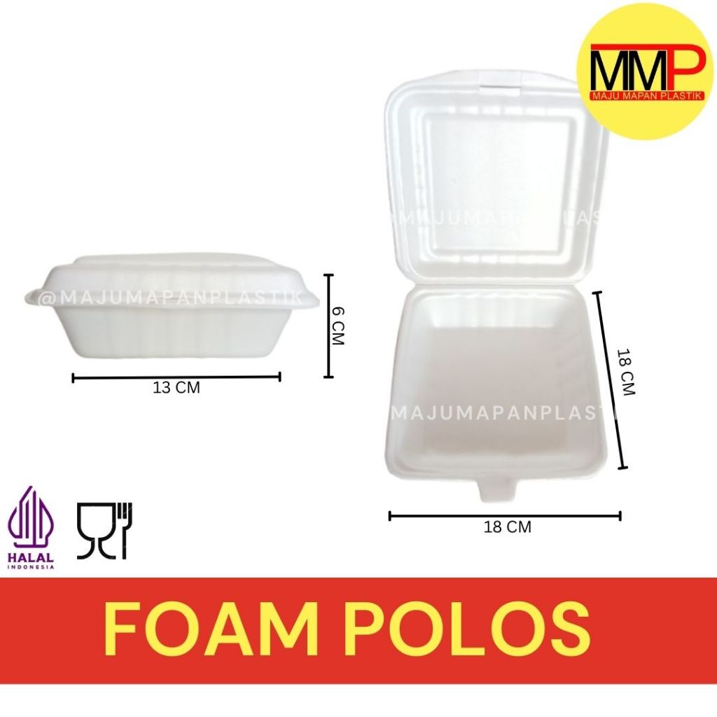 FOAM MAKANAN POLOS (100PCS) / FOAM KOTAK POLOS / WADAH JAJANAN