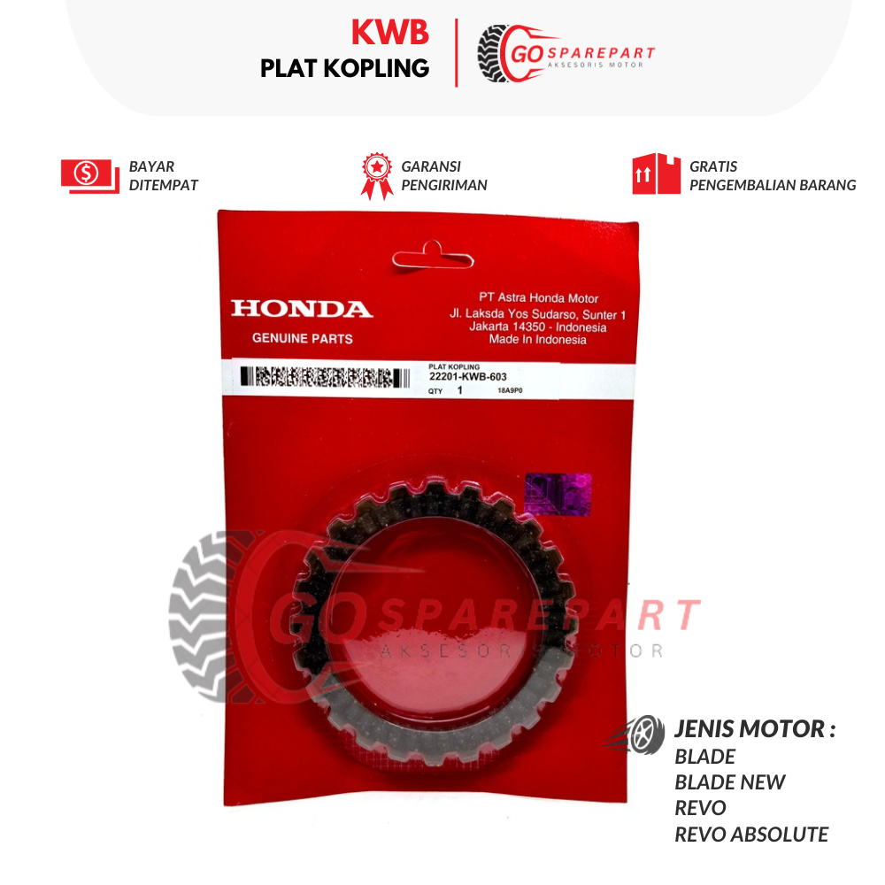KWB PLAT KOPLING MOTOR HONDA BLADE / KAMPAS KOPLING MOTOR BLADE NEW / PLAT KAMPAS KOPLING REVO / KOP