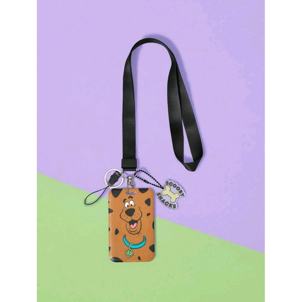 

SCOOBY-DOO X SHEIN Black Lanyard & Brown Dog Bone Print Fashion Card Holder
