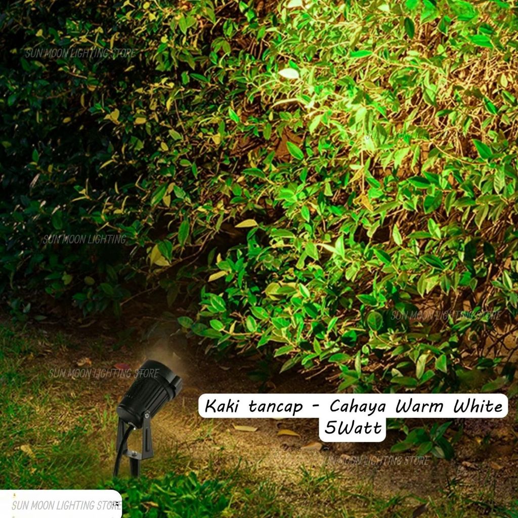 Lampu taman sorot led 5w warm white biru hijau ungu waterproof outdoor