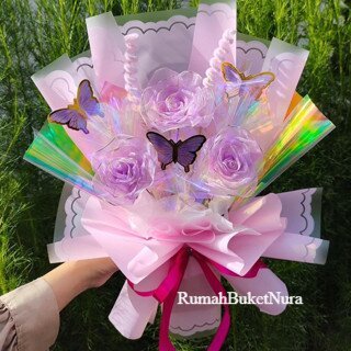 Buket Bunga Kupu kupu Cantik Premium plus LED / Bucket Bunga kupu-kupu pakai Lampu / Bouqet Untuk Ce