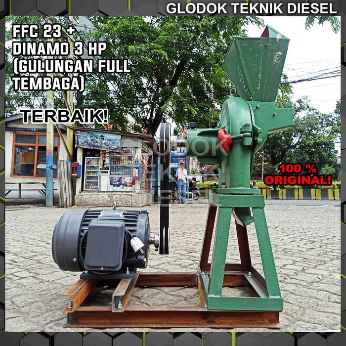 MESIN GILING TEPUNG FFC 23 + PENGGERAK DINAMO 3 HP 1 & 3 HP 3 PHASE Listrik
