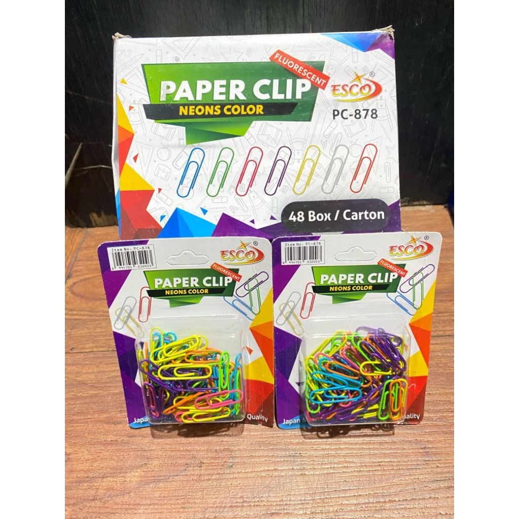 

GROSIIR 1 BOX ( 12 pak ) PAPER KLIP METALIK NEON / KLIP KERTAS NEON / PENJEPIT KERTAS