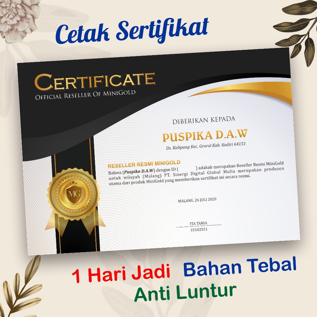 

Cetak Sertifikat, PIagam, Ijazah Bahan Concord