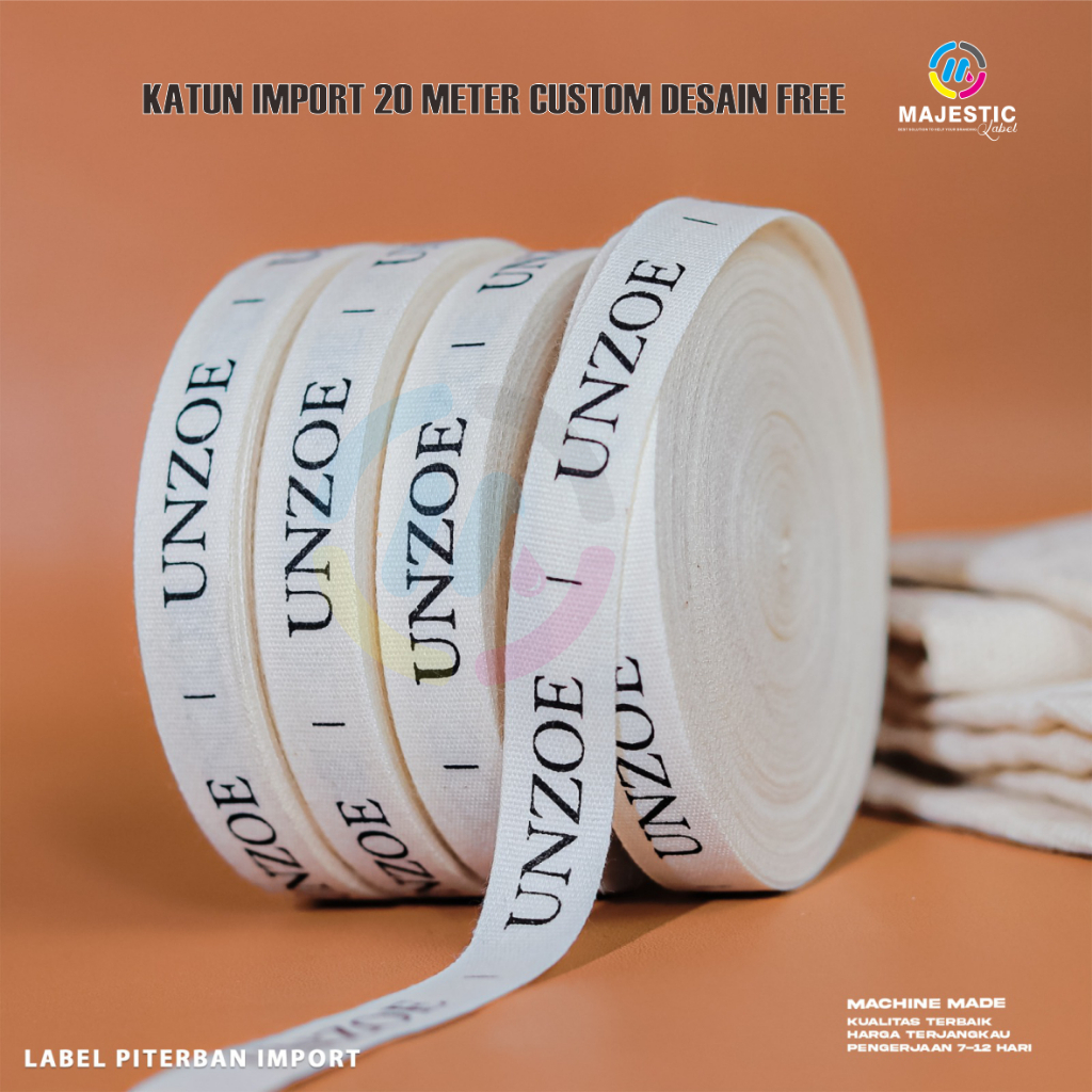 

( 20 METER ) Label katun piterban Tebal,Laskar Label/label baju custom/label baju/label cotton