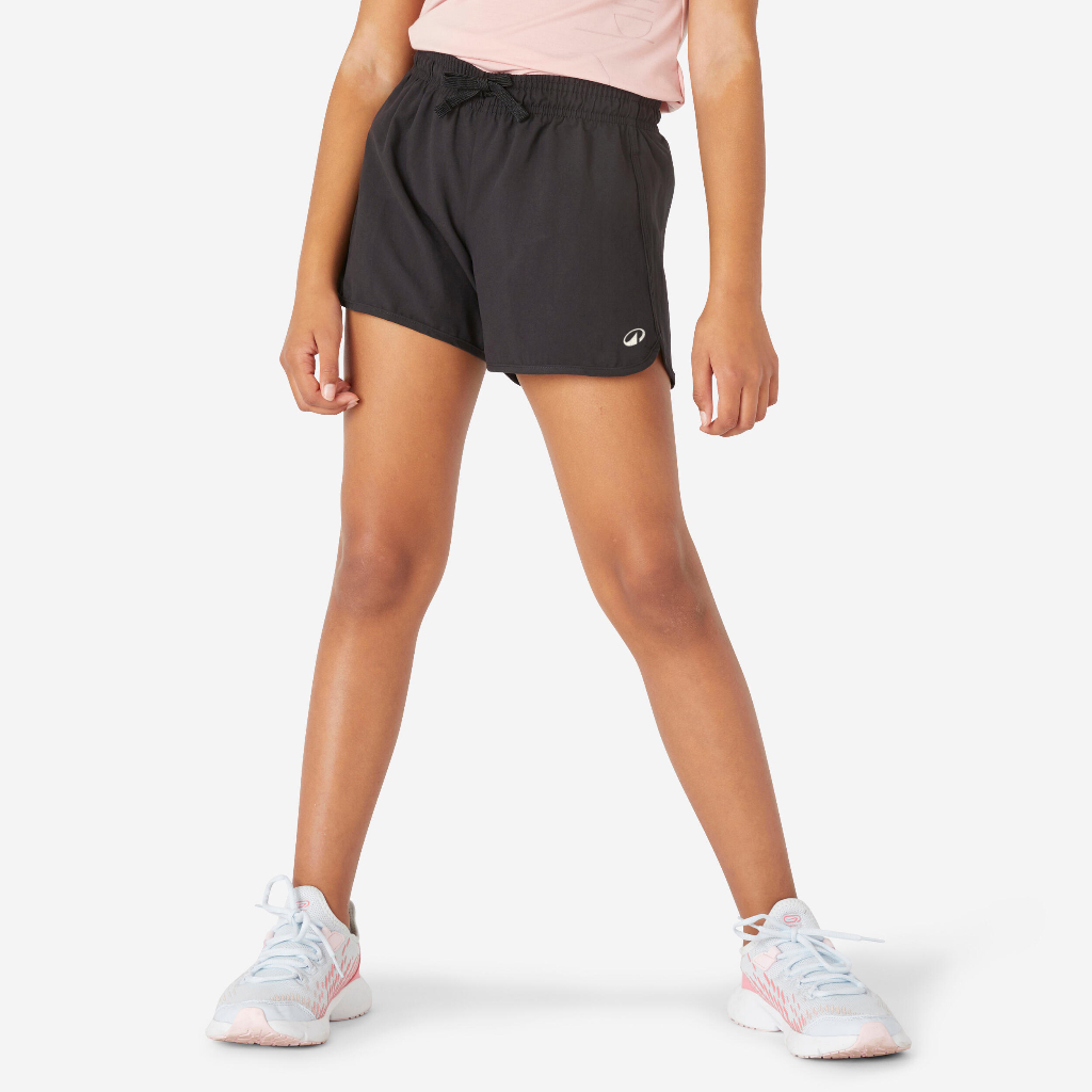Decathlon DOMYOS Celana Pendek Gym Berpori Anak Perempuan W500  Hitam - 8516803
