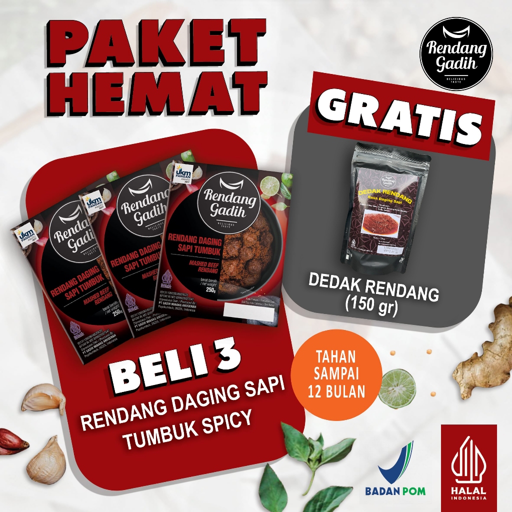 

Rendang Gadih - Paket 3 pcs Rendang Daging Sapi Tumbuk @ 250 g