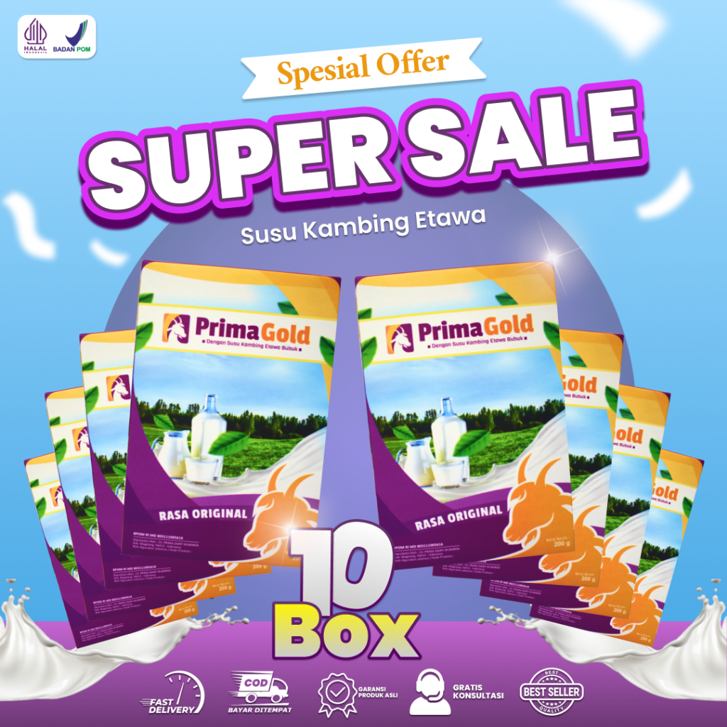 

Super Promo 10 Box Primagold Susu Bubuk Kambing Etawa – Cocok untuk Anak, Dewasa & Lansia