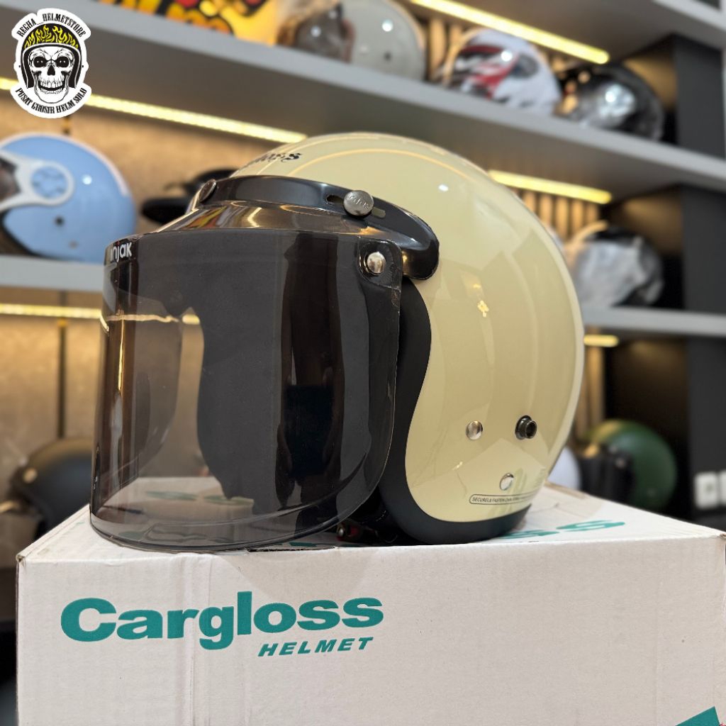 sale helm bogo cargloss + kaca flat datar sni