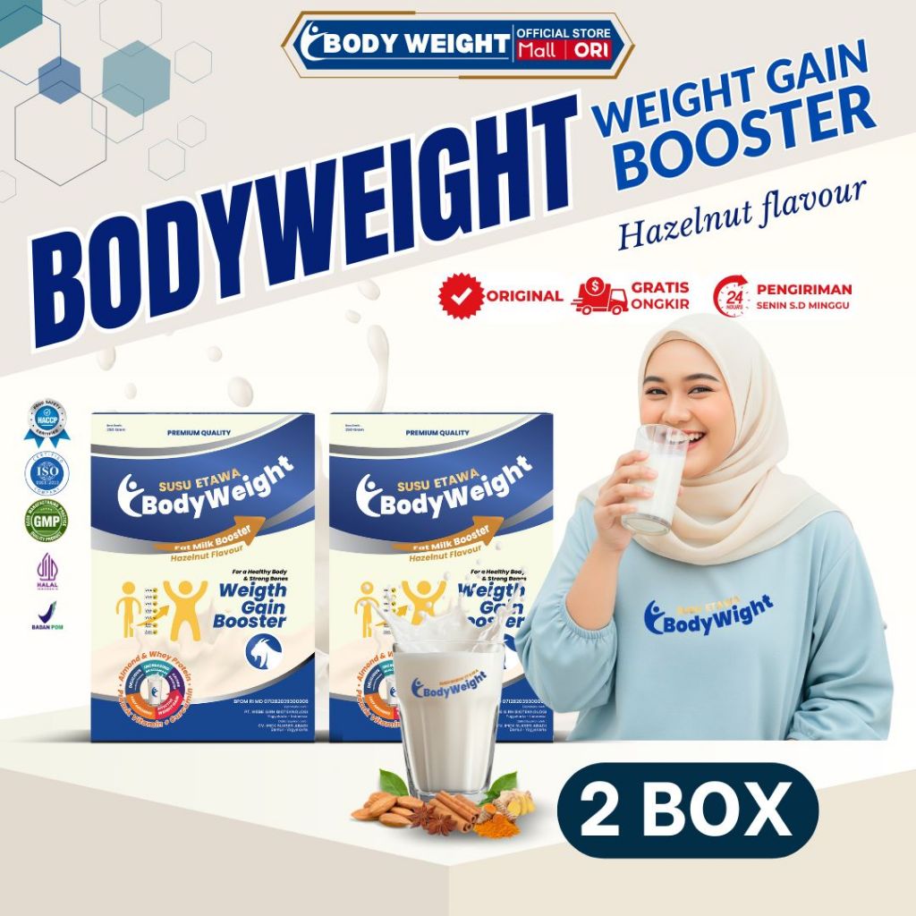 

Bodyweight Penggemuk Badan dengan Whey Protein dan Herbal Pilihan, Efektif Untuk Meningkatkan Nafsu Makan dan Menambah berat badan Paket 2 Box