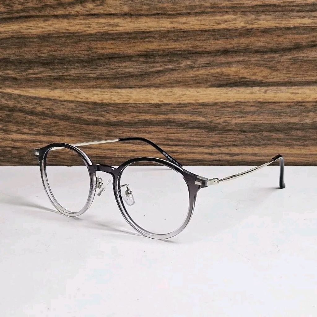 frame kacamata pria wanita unisex 5421 bulat abu gradasi bahan lentur ringan bisa lensa blueray phot