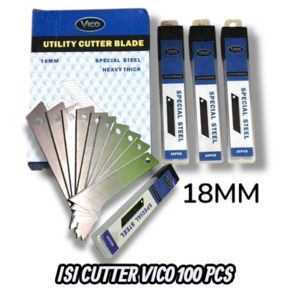 

{Harga Per Pack 100 pcs} Refill isi pisau Cutter VICO Besar 18 mm isi Cutter