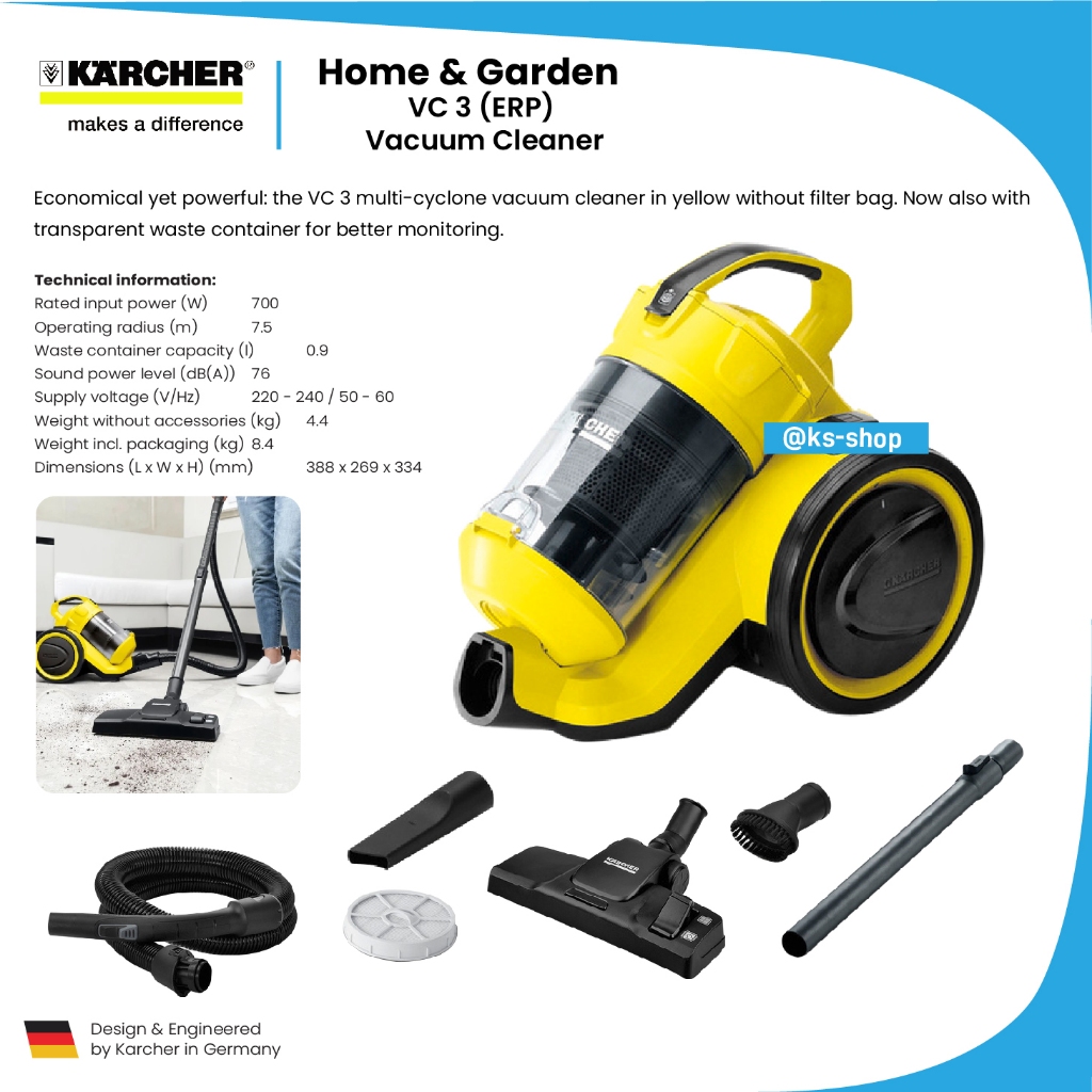 Karcher VC 3 ERP Vacuum Cleaner VC 3 ERP Dry Vacuum Cleaner Karcher VC 3 ERP Pembersih Lantai