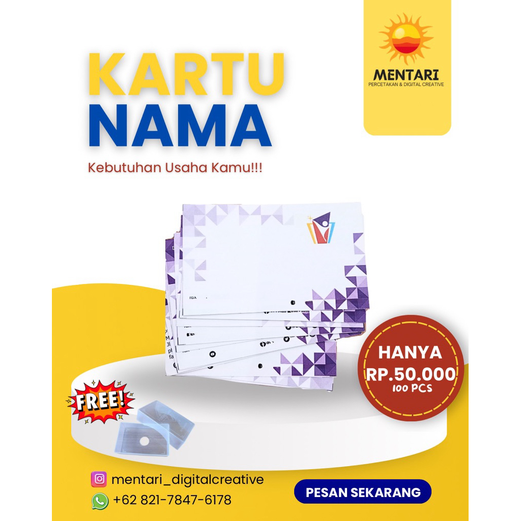

KARTU NAMA 100 Pcs Gratis Kotak dan desain
