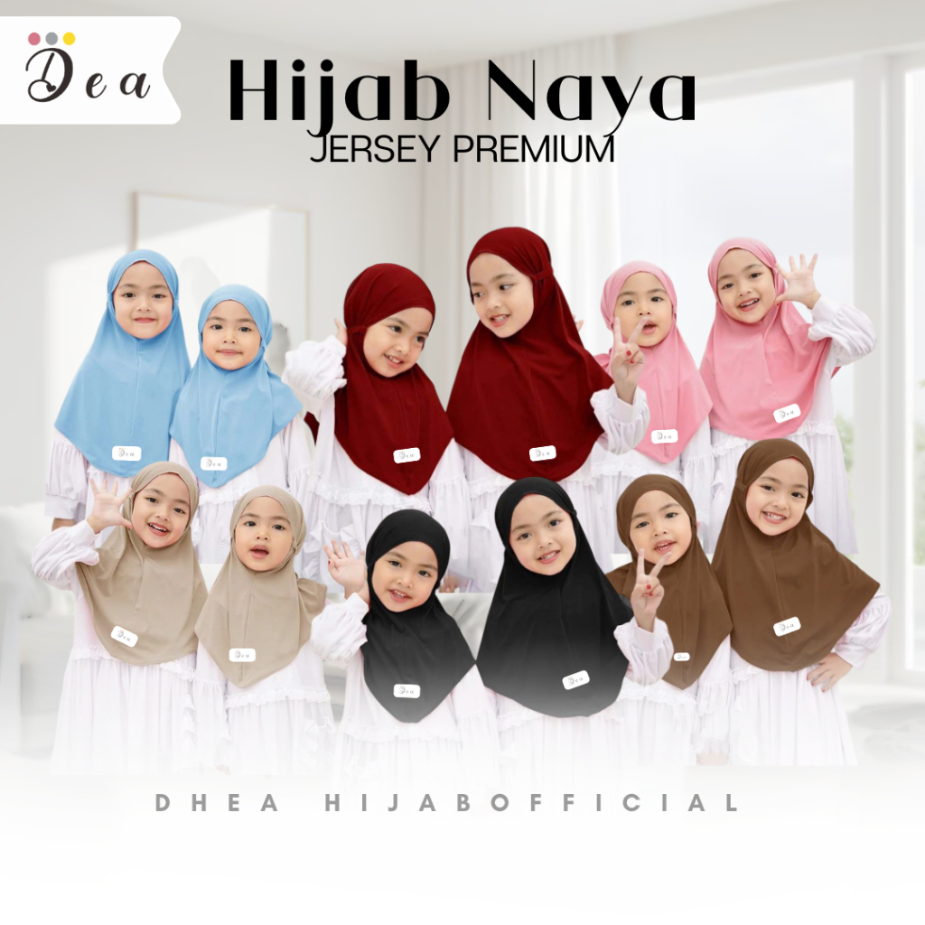 Hijab Anak Bergo Naya Jersey PAD Tali/Jilbab Anak TK Bergo Jersey Tali/Kerudung Bergo Jersey Premium