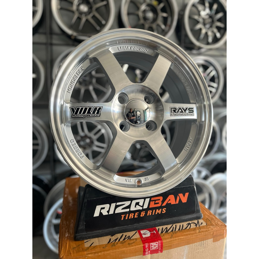 velg te37 r15 full polish lebar 6,5 et40 kondisi baru