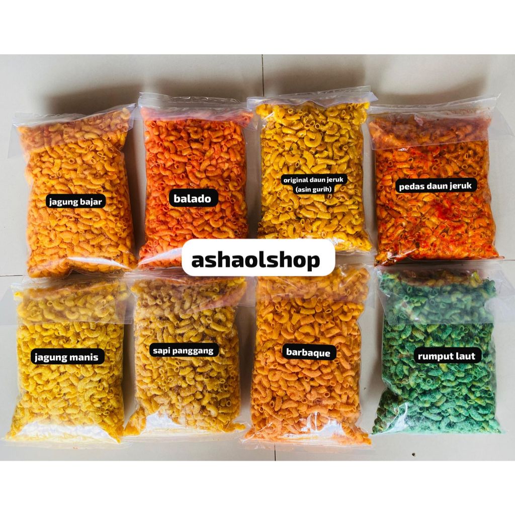 

MAKARONI KRIUK READY VARIAN RASA BALADO/BARBAQUE/SAPI PANGGANGJAGUNG BAKAR/JAGUNG MANIS/RUMPUT LAUT/PEDAS DAUN JERUK/ORIGINAL DAUN JERUK