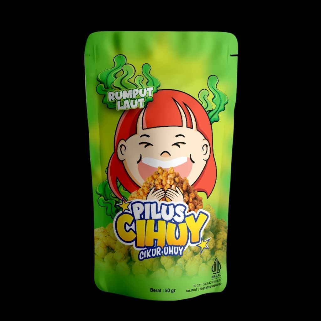 

cemilan viral Cekelin pilus cihuy cikur uhuy 50gr Rasa Rumput Lau