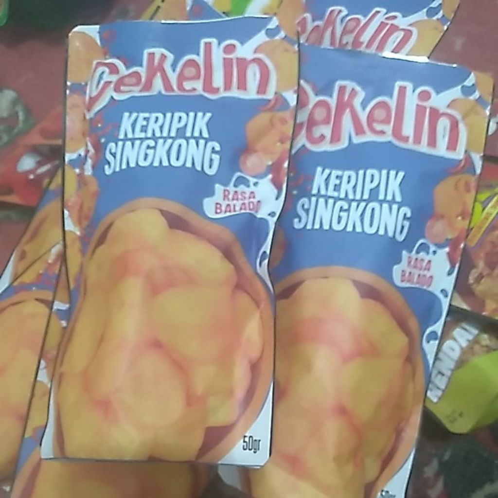 

cemilan viral Cekelin keripik singkong 50gr Rasa Balado