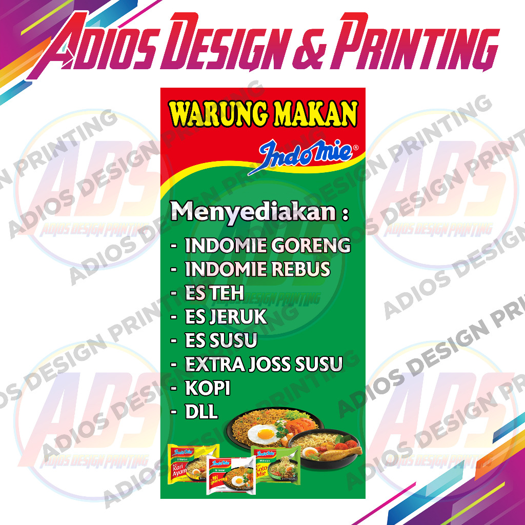 Spanduk Banner Warmindo / Banner Spanduk Warmindo / Banner Spanduk Warung Makan Indomie Potrait