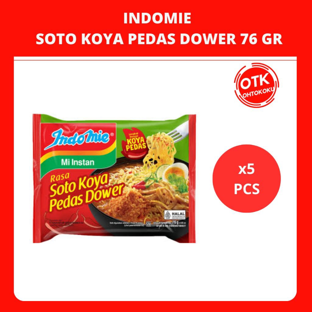 

Indomie Mi Instan Rasa Soto Koya Pedas Dower 76 gr x 5 pcs
