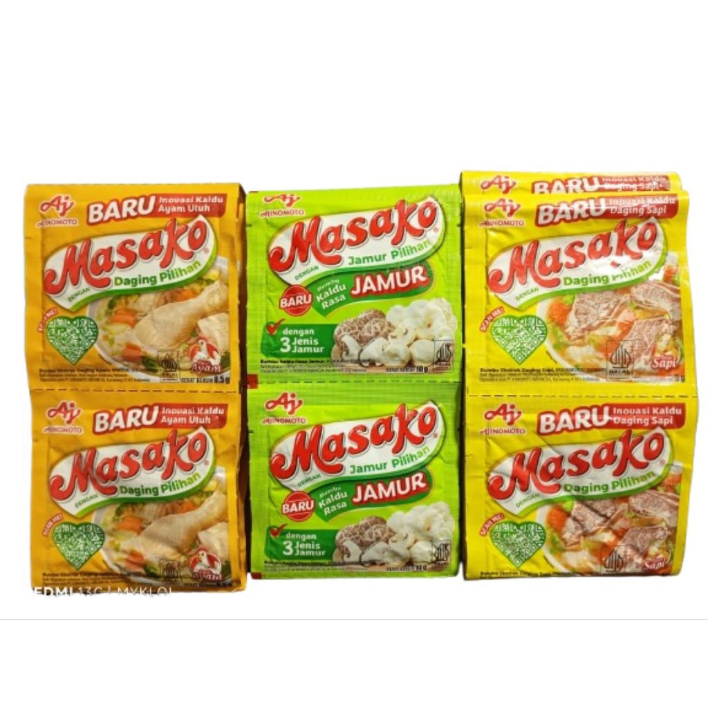 

Masako Penyedap Rasa Ayam/Sapi/Kaldu Jamur 12pcs x 8.5/10gr