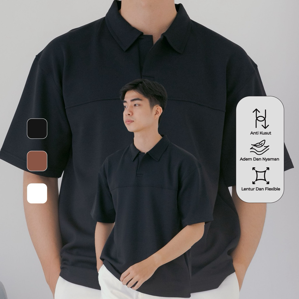 LOCAROM Boxy Scuba Polo | Kaos Polo Scuba Kerah | Polo Scuba