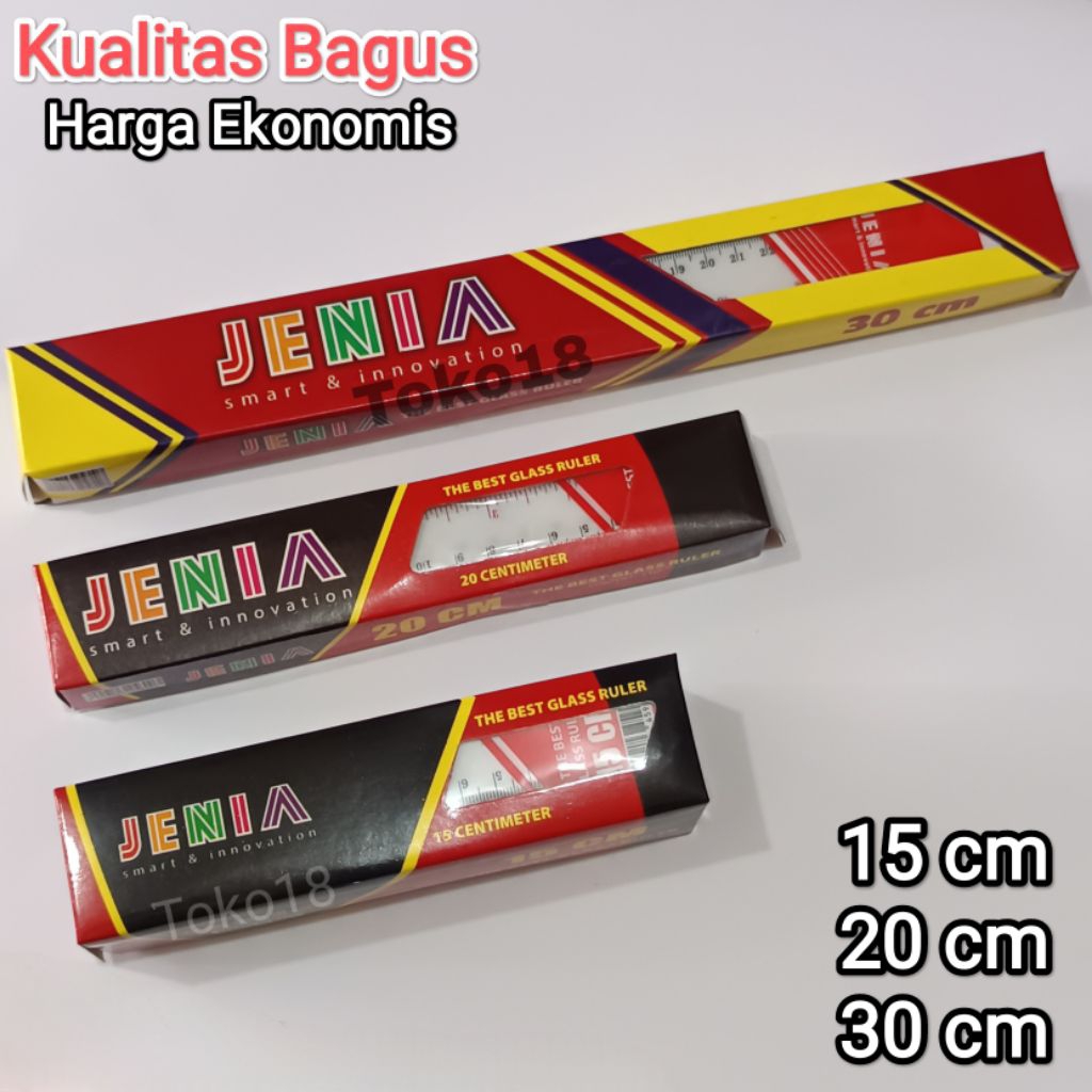 

1 Pak Penggaris Jenia Bening (Isi 12 Pcs) 3 Ukuran / Glass Ruller Jenia
