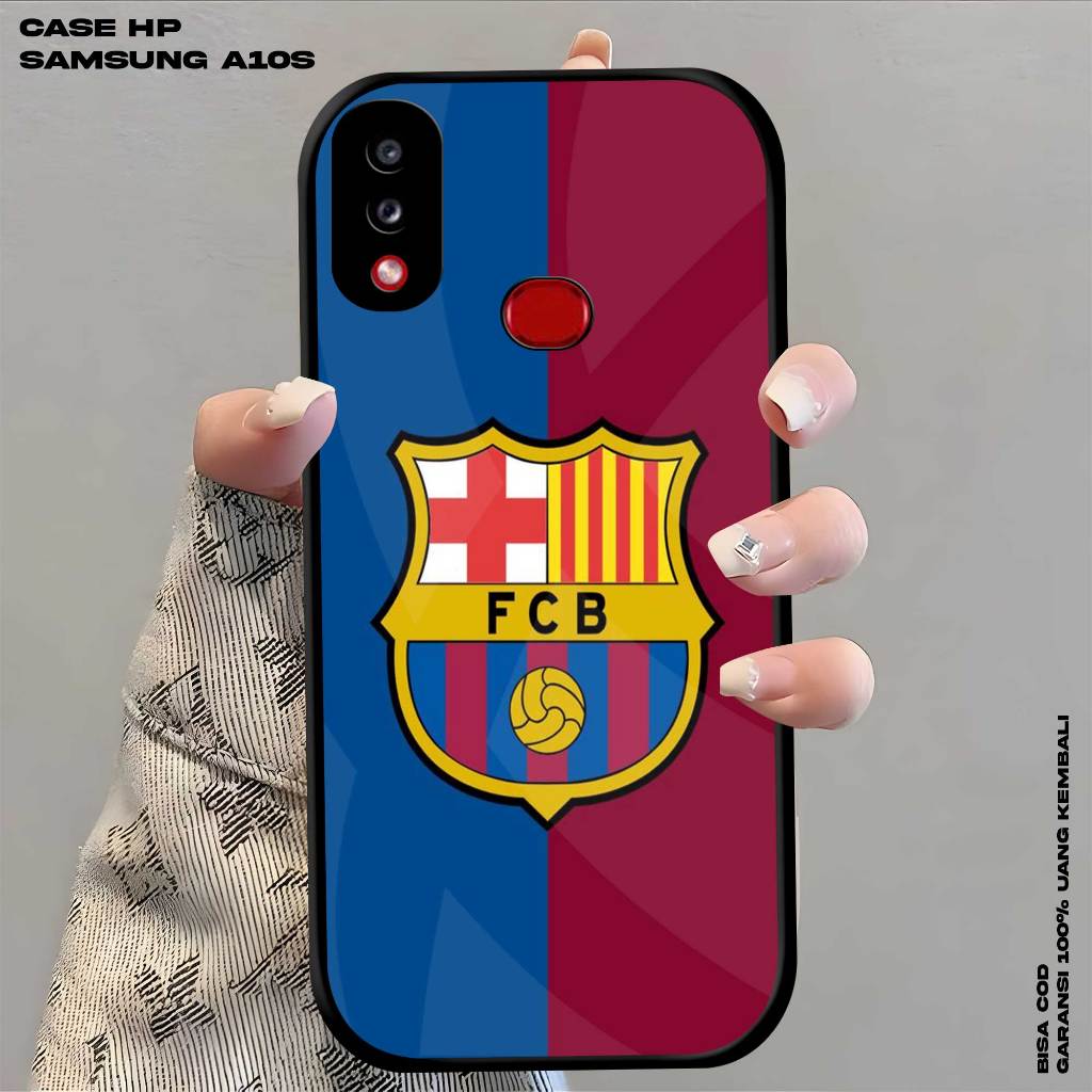Case Killau Glossy Samsung A10S Casing Plate Kaca Motif LOGO CLUB BOLA Terbaru Neko Case