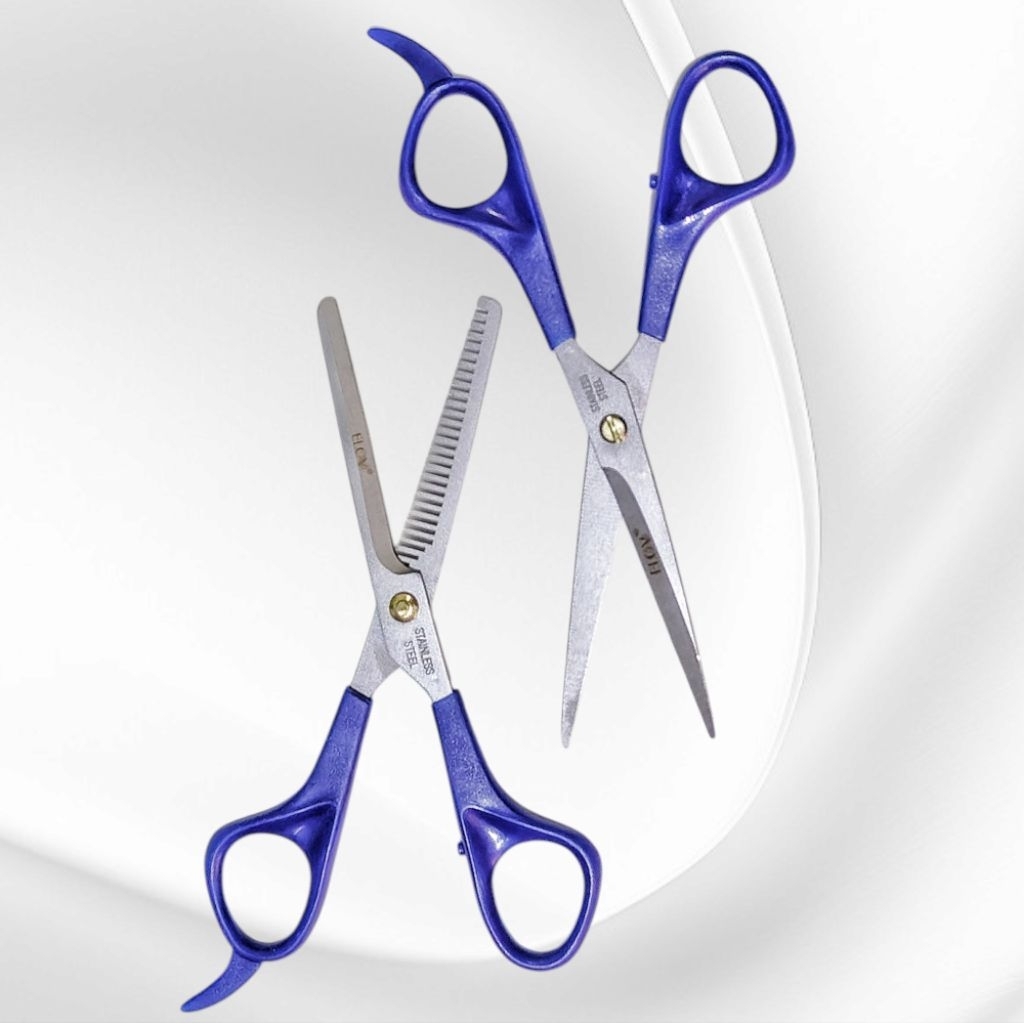 COD SET GUNTING POTONG & SASAK PENIPIS ZIG ZAG MERK ELOV UNTUK PERLENGKAPAN PANGKAS RAMBUT SALON BAR