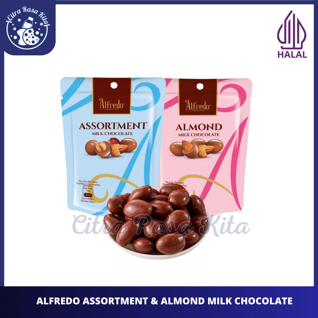 

Alfredo Coklat Almond Rasa Milk & Assortment Chocolate Halal 30g