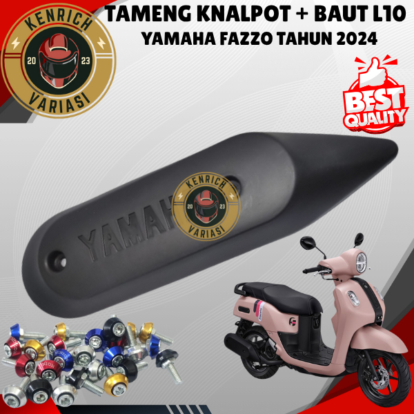 Cover Tutup Tameng Knalpot Yamaha Fazzio + Baut CNC L10 – Pelindung Knalpot Fazzio Stylish & Kuat
