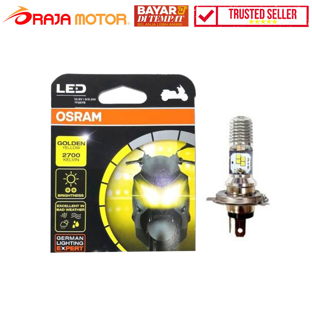 COD READY - Osram ORIGINAL Lampu Motor Bohlam Depan H4 LED 12V 5/6W 2700K - Kuning
