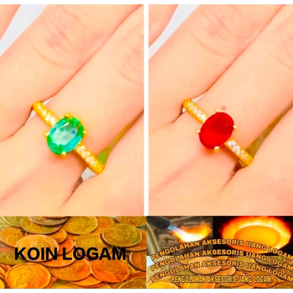 Cincin Wanita Anti Karat Lapis Emas Terbaru Koin 91 Ori Tidak Luntur Perhiasan Elegan Mewah Kekinian