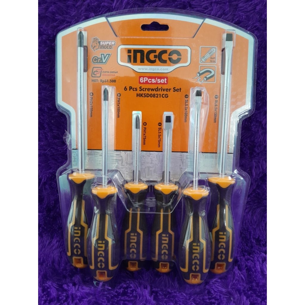 OBENG SET 6PCS OBENG INDUSTRI SCREWDRIVER SET 6PCS INGCO