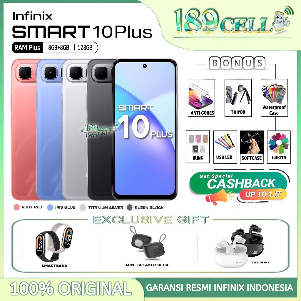 INFINIX SMART 10 PLUS RAM 8+8GB/128GB - Infinix Smart 10+ RAM 8/128GB GARANSI RESMI INFINIX